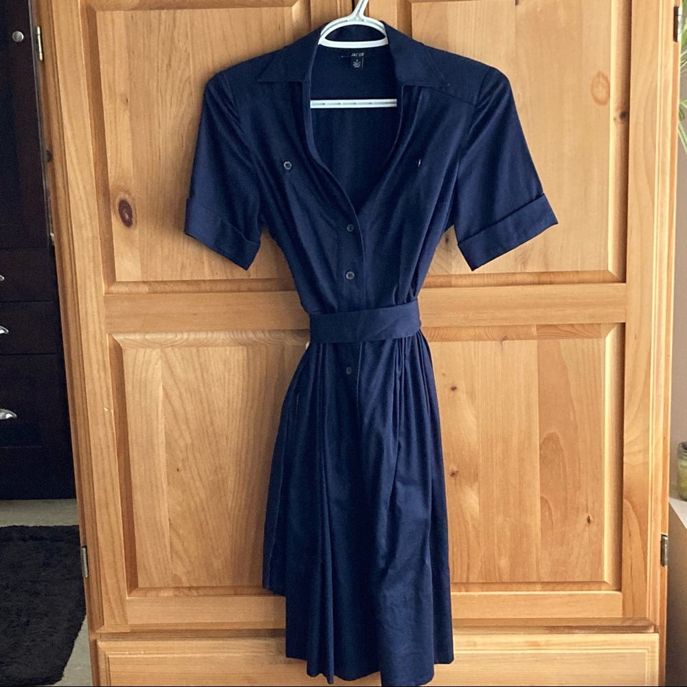 Jacob Navy Blue Belted Short Sleeve Shirt Dress